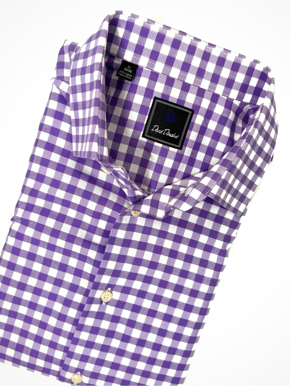 David Donahue Purple Gingham Button Down | 17